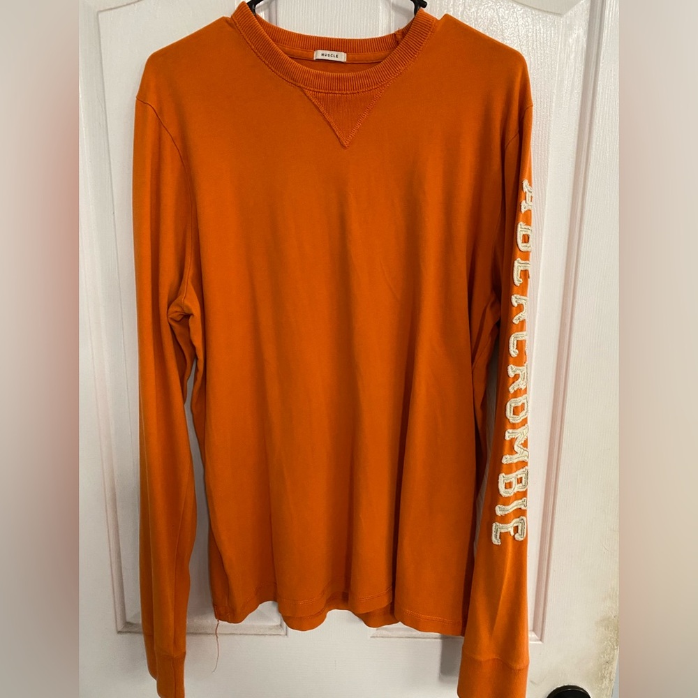 Abercrombie & Fitch Men's Orange long leave shirt size xxl